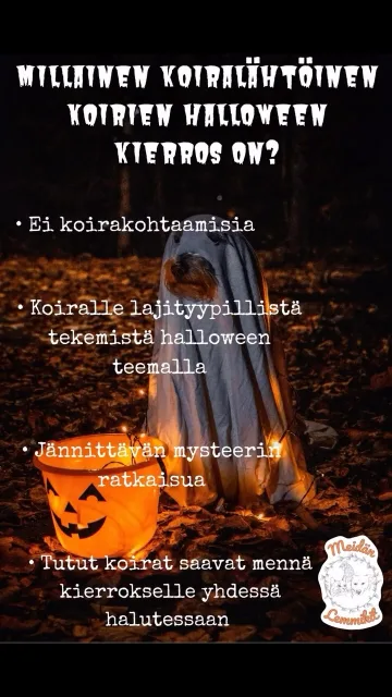 🎃MILLAINEN KOIRALÄHTÖINEN KOIRIEN HALLOWEEN-KIERROS ON?🎃•Ei koirakohtaamisia•Koiralle lajityypillistä tekemistä halloween teemalla•Jännittävän mysteerin ratkaisua•Tutut koirat saavat mennä kierrokselle yhdessä halutessaan•Ei rajoitusta ihmismäärälle per koira (Mutta muistakaa suoda koiralle rauha työskentelyyn)•Ei pelottelua eikä pakottamista•11 rastia•N. 40 minuutin kesto•Alkutarina•Tehtävälaput•Sopii kaikille koirille, joille vieraulkotila ei aiheuta pelkoa•Tekemistä jollaista et ole aikaisemmin kokenut koirasi kanssa•Ei tekemistä koiralle vain yhtäkyytiä vaan myös ihmiselle, jotta koira saa taukoja tekemiseenTervetuloa Vuoreksen koirametsään koirien halloween-kierrokselle 24.10.2026 kello 13-19.🎃🐾Hyödyntäkää alennettu hinta ennakkoilmoittautumisessa ja valmistautukaa seikkailuun!🎃🐾Ilmoittautuminen biosta tai alla olevasta linkistä:https://docs.google.com/forms/d/1gpUehjx3zkXVi-ZpzK0pXqGXxasWrpPsyuJGmr2MFpE/viewform?edit_requested=trueVaikka et tulisikaan kierrokselle, kannattaa silti tulla tutustumaan mitä muuta parkkipaikalta löytyy. 🐾Ennakkoilmoittautuminen sulkeutuu 24h ennen tapahtumaa. Paikanpäälle kuitenkin saa tulla odottamaan vapaata aikaa, jos niitä on vielä jäljellä. Paikanpäällä maksutapoina käy kortti tai tasaraha.🎃📸: @valokuvaajailona#koirienhalloweenkierros2026 #koiralähtöisyys #meidänlemmikit #eläinsuojeluyhdistys #tampere